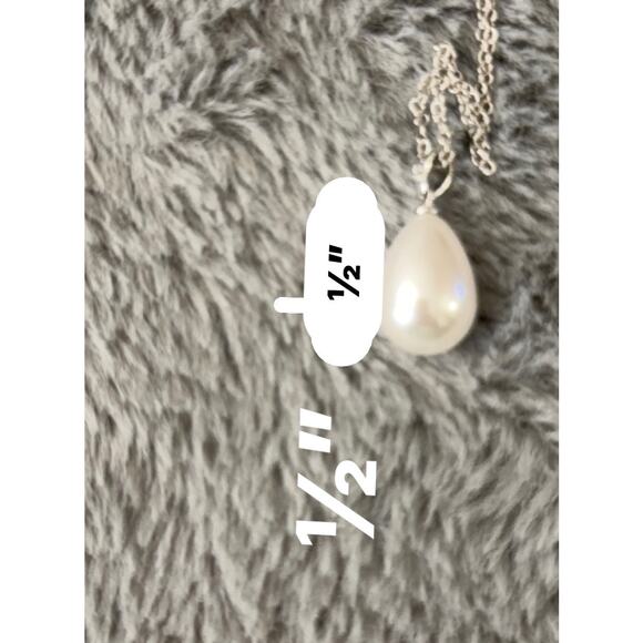 925 sterling silver Teardrop Pearl Pendant 1/2" Drop 18” necklace - Picture 4 of 4